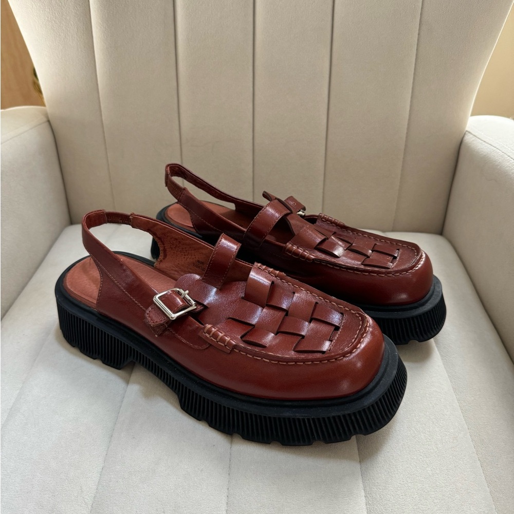 Jeffery Campbell Crossed Platform Slingback Loafer Sandal, US W 10